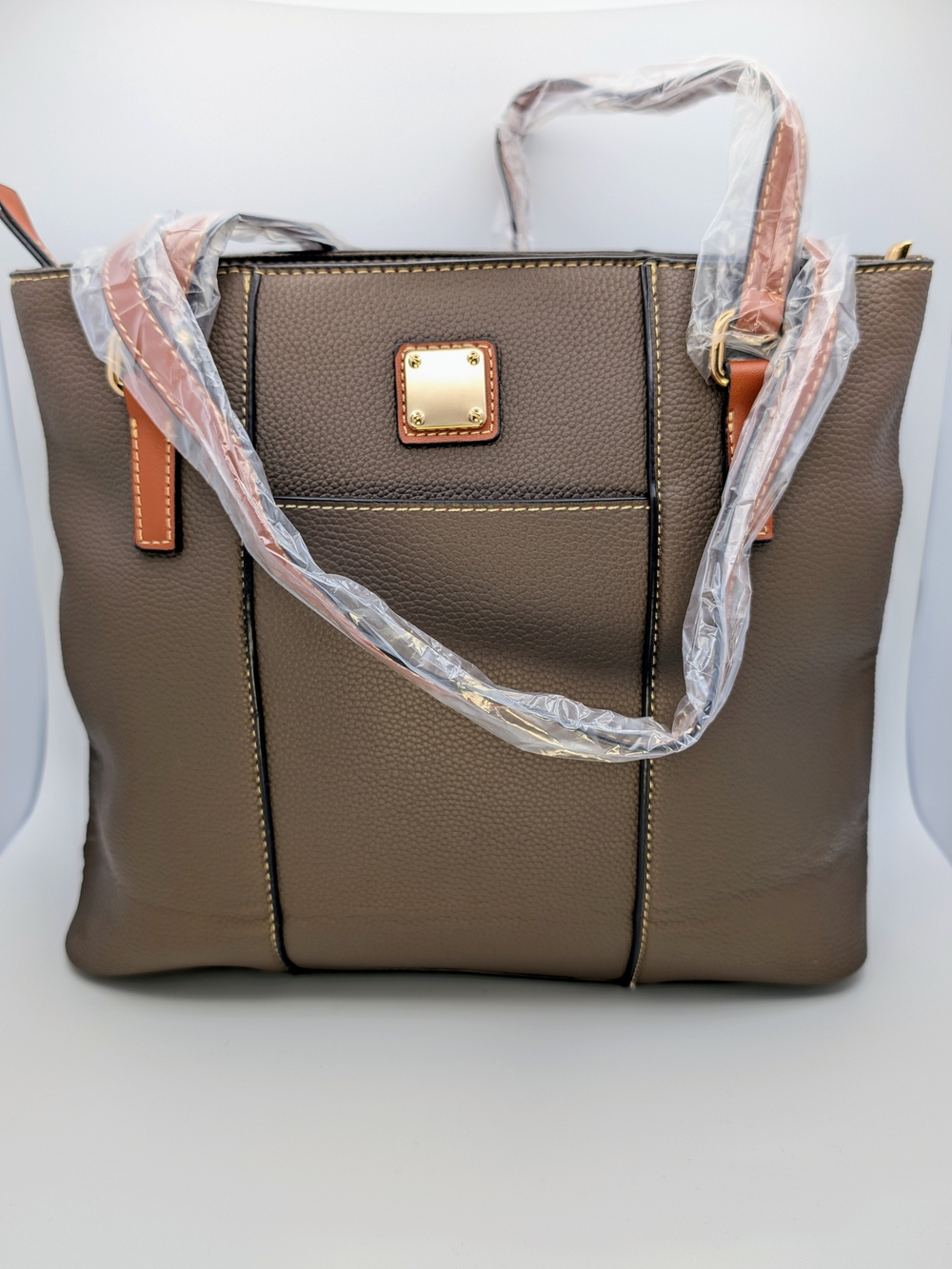 Brown Tote Bag with Tan Accents - Classic Women's Handbag